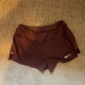 Burgundy nike running shorts